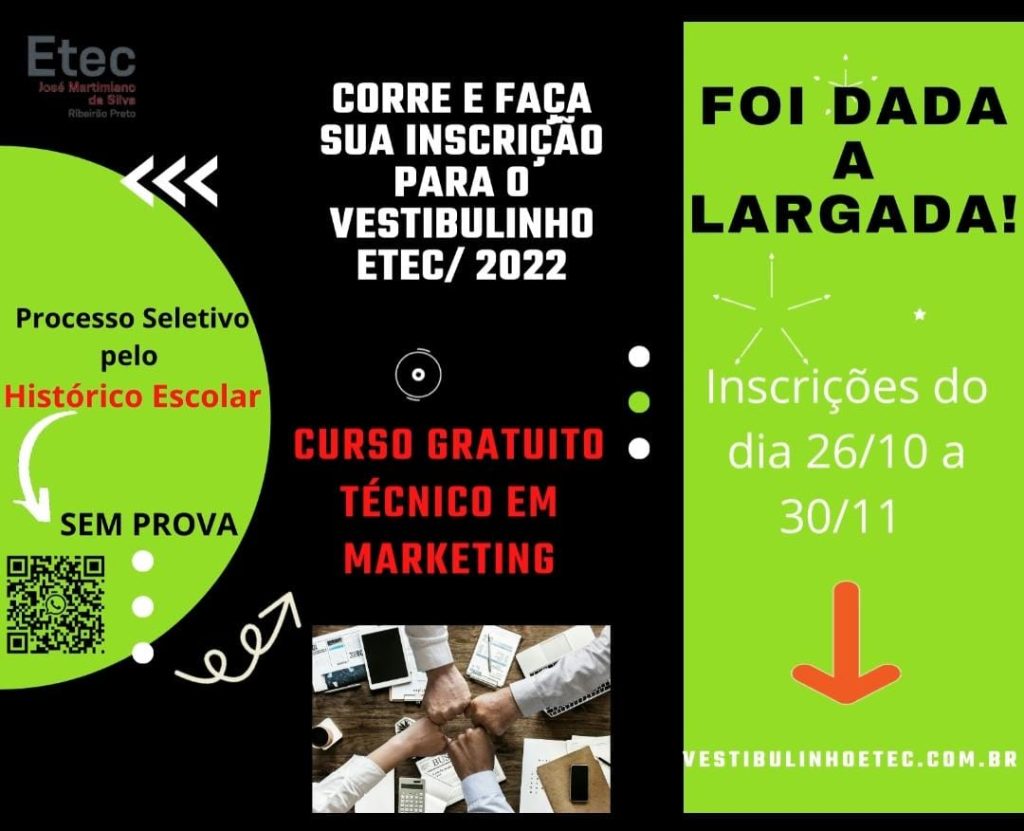 Inscrições para vestibulinho da Etec de São José do Rio Preto